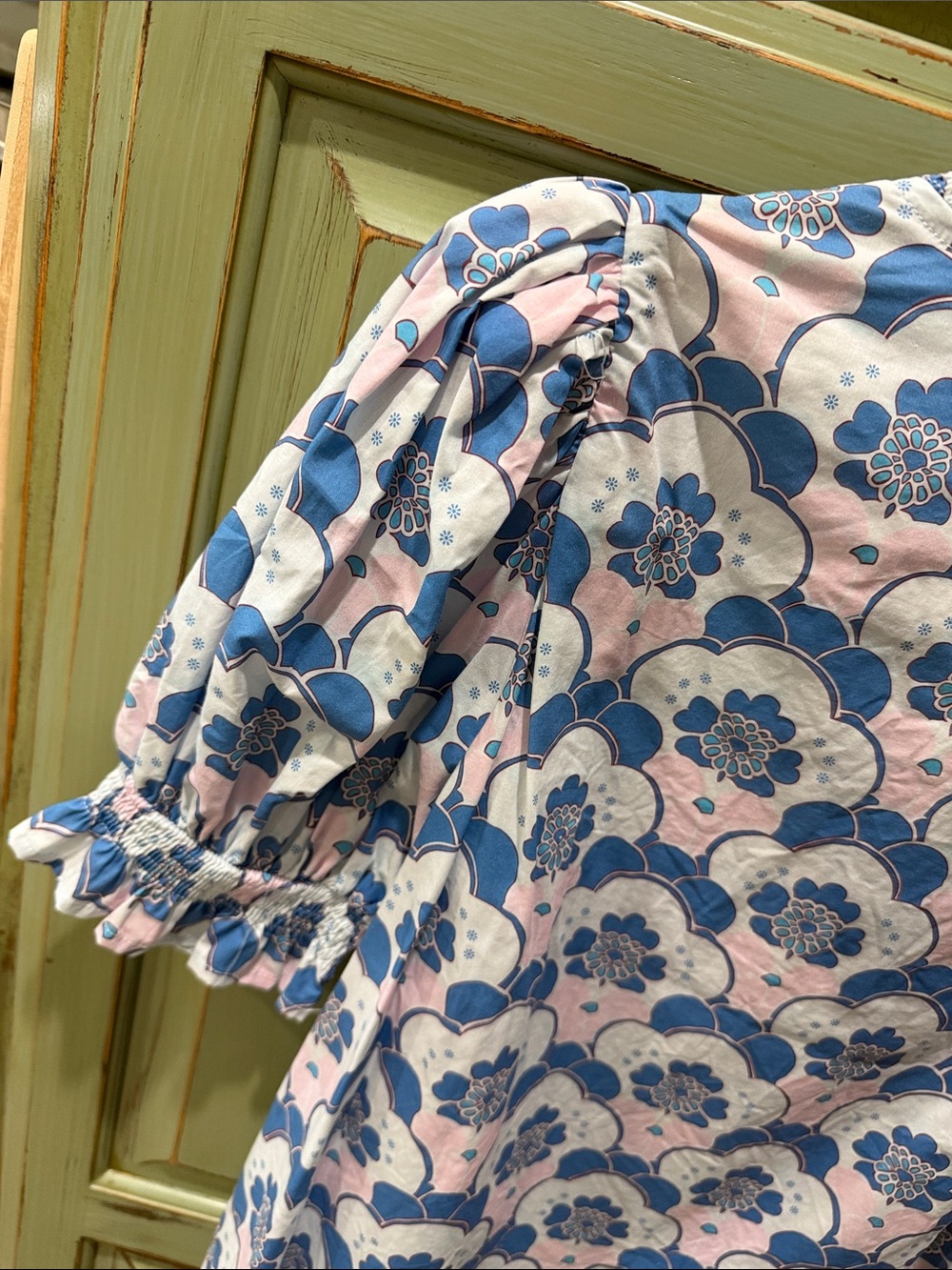 entro Blue & Pink Floral Puff-Sleeve Blouse - Picture 5 of 6